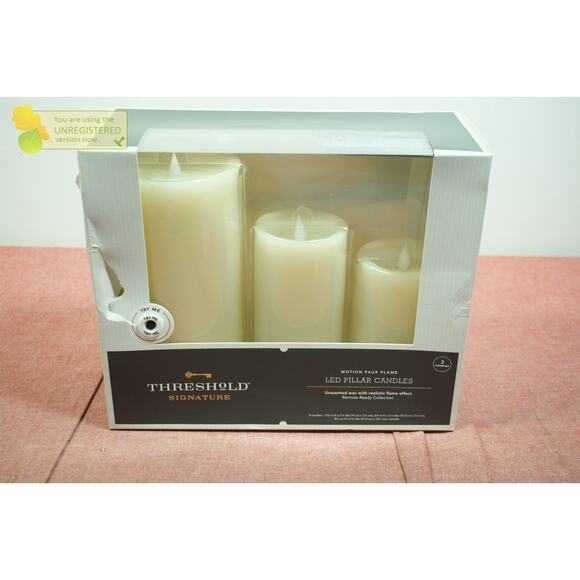 Threshold 3pk LED Pillar Candles Cream - Picture 1 of 8